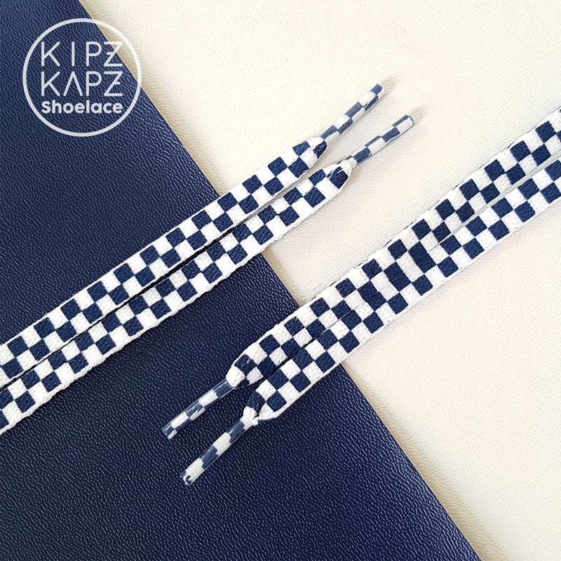 Jual Aksesoris Sneakers Kipzkapz Flat Checker Xs35 8Mm White Navy Original Xs35 - Flat Checker 8Mm - v3.ncrsport.com